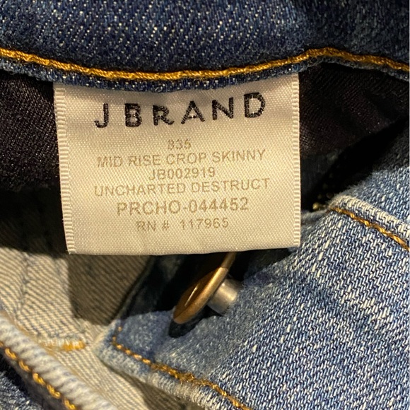 NWT J BRAND Womens Mid Rise Crop Skinny Uncharted Destruct Jeans Denim Size 27 - Picture 12 of 13